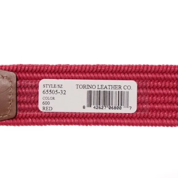 Torino NWT Braided Belt Size 32 US in Solid Red With Brown